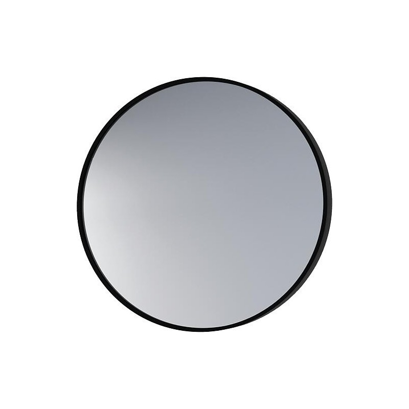 Miroir LED Aelva avec interrupteurs tactiles, avec cadre noir, Ø 700 mm