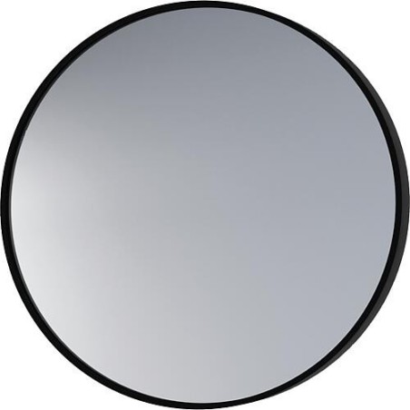 Miroir LED Aelva avec interrupteurs tactiles, avec cadre noir, Ø 700 mm