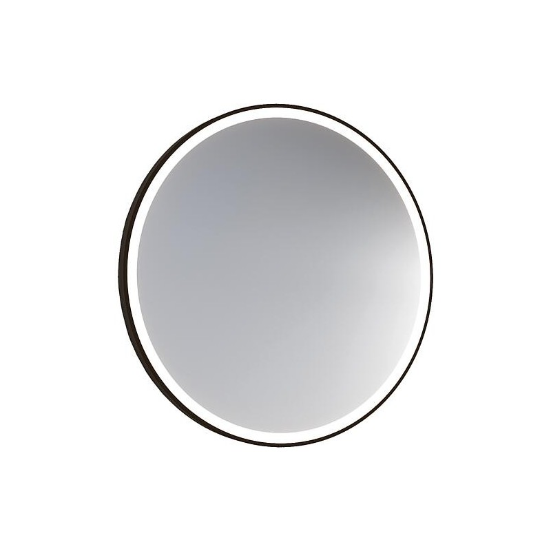 Miroir LED Aulielva avec interrupteurs tactiles, avec cadre noir, éclairage frontal, Ø 800mm