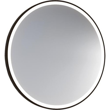 Miroir LED Aulielva avec interrupteurs tactiles, avec cadre noir, éclairage frontal, Ø 800mm