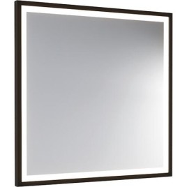 Miroir LED Ranelva avec interrupteurs tactiles, avec bandeau noir, éclairage frontal, 800x800mm