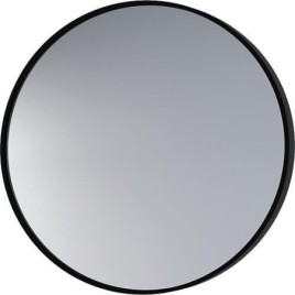 Miroir LED Aelva avec interrupteurs tactiles, avec cadre noir, Ø 600 mm