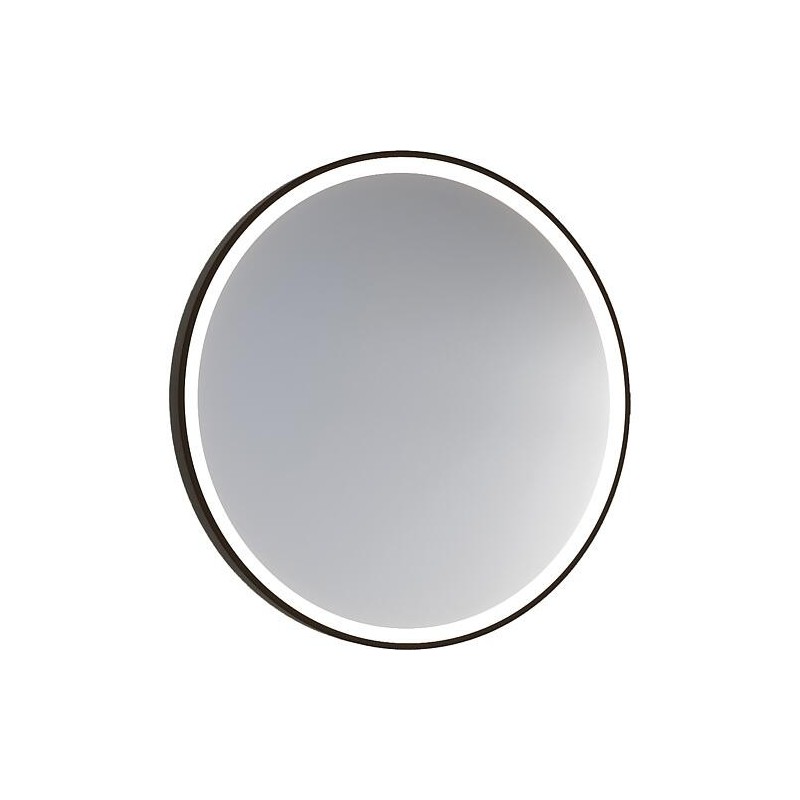 Miroir LED Aulielva avec interrupteurs tactiles, avec cadres noirs, front/backlight, Ø 700mm