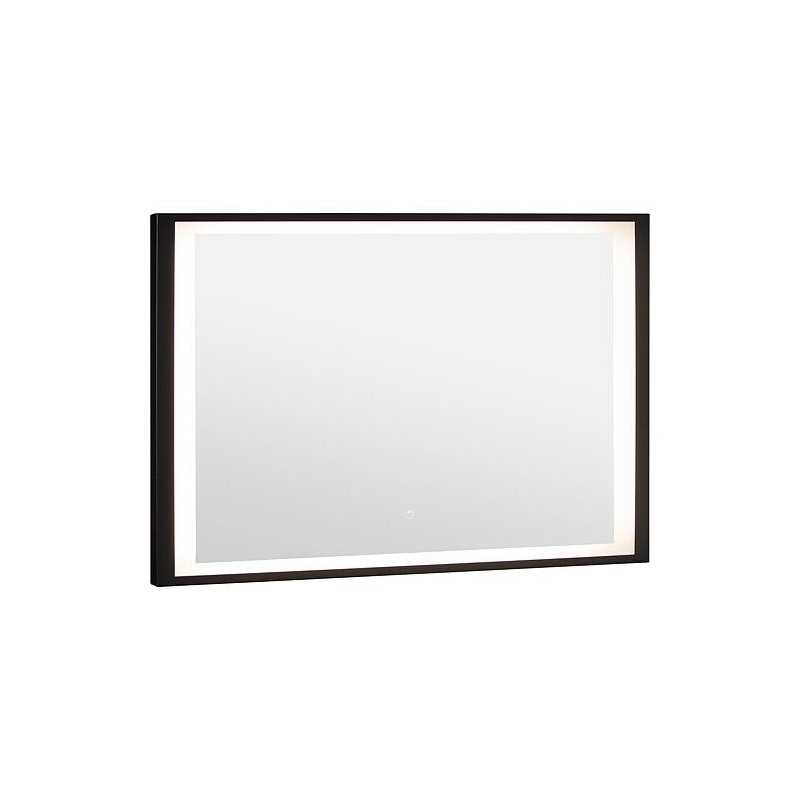 Miroir LED Ranelva avec interrupteurs, avec cadre noir, front/backlight, 1200x800mm