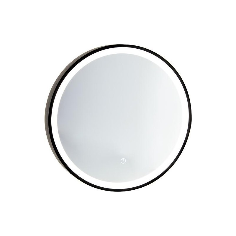 Miroir LED Aulielva avec interrupteurs tactiles, avec cadres noirs, front/backlight, Ø 600mm