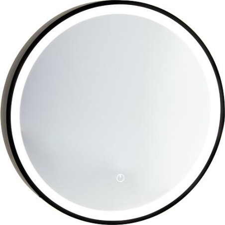 Miroir LED Aulielva avec interrupteurs tactiles, avec cadres noirs, front/backlight, Ø 600mm