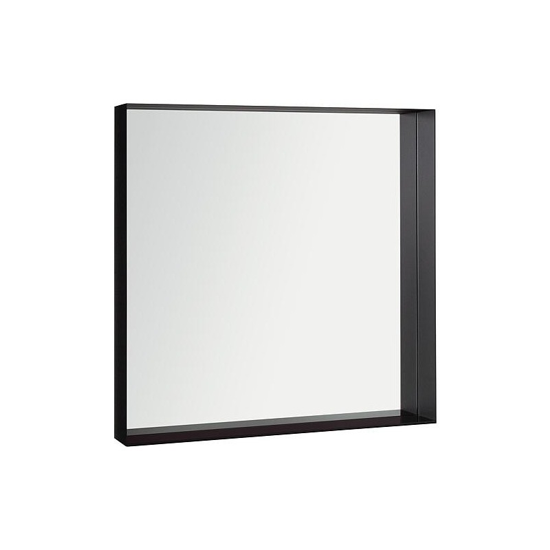 Miroir Viskan avec Cadres noirs et Tablette en verre, 800x800mm