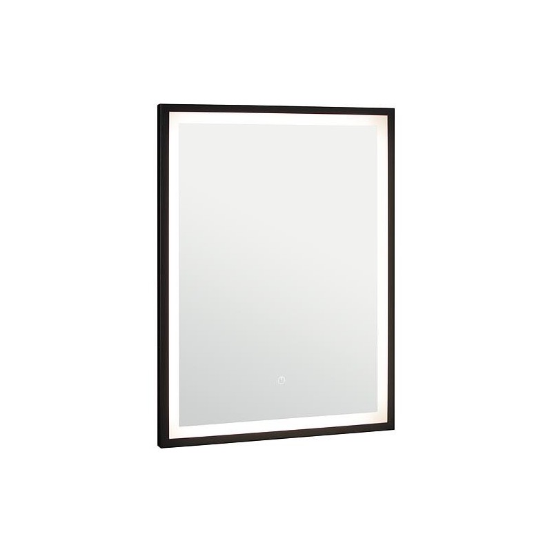 Miroir LED Ranelva avec interrupteurs tactiles, avec cadre noir, front/backlight, 600x800mm