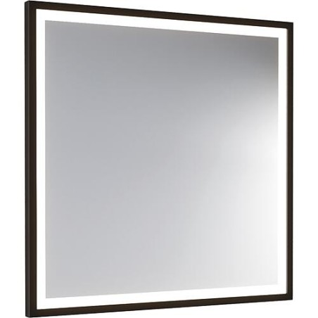 Miroir LED Ranelva avec interrupteurs tactiles, avec cadre noir, éclairage frontal, 1000x800mm