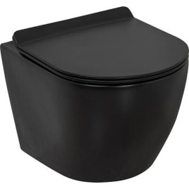 Combi-Pack Arax WC suspendu avec Silent Flush 370x370x485mm + abattant WC noir mat