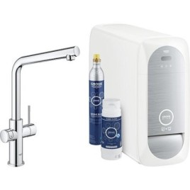 Mitigeur d’évier Grohe Blue Home Starter Kit, bec chromé avec Filtre S-Size, bouteille de CO2 et réfrigérant