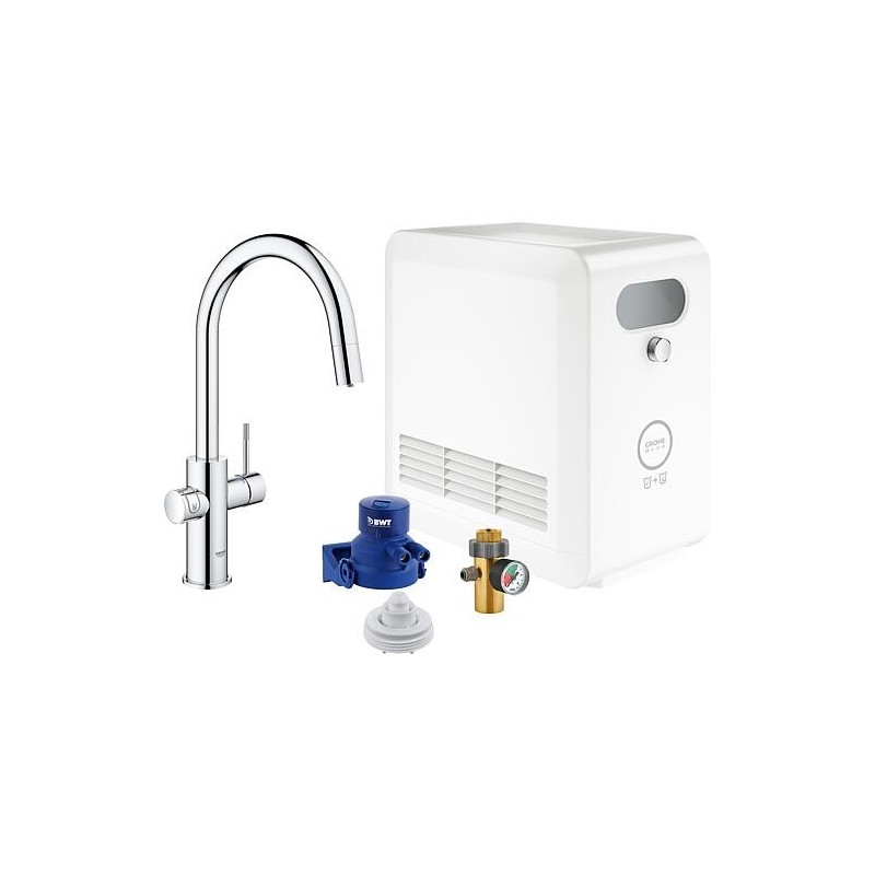 Mitigeur d’évier Grohe Blue Professional Starter Kit, amovible. Bec chromé avec réfrigérant