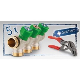 Pack promotionnel collecteur sanitaire 4 départs DN20(3/4"),PN16+Pince multiprise gratuite KNIPEX Cobra®, longueur 125mm