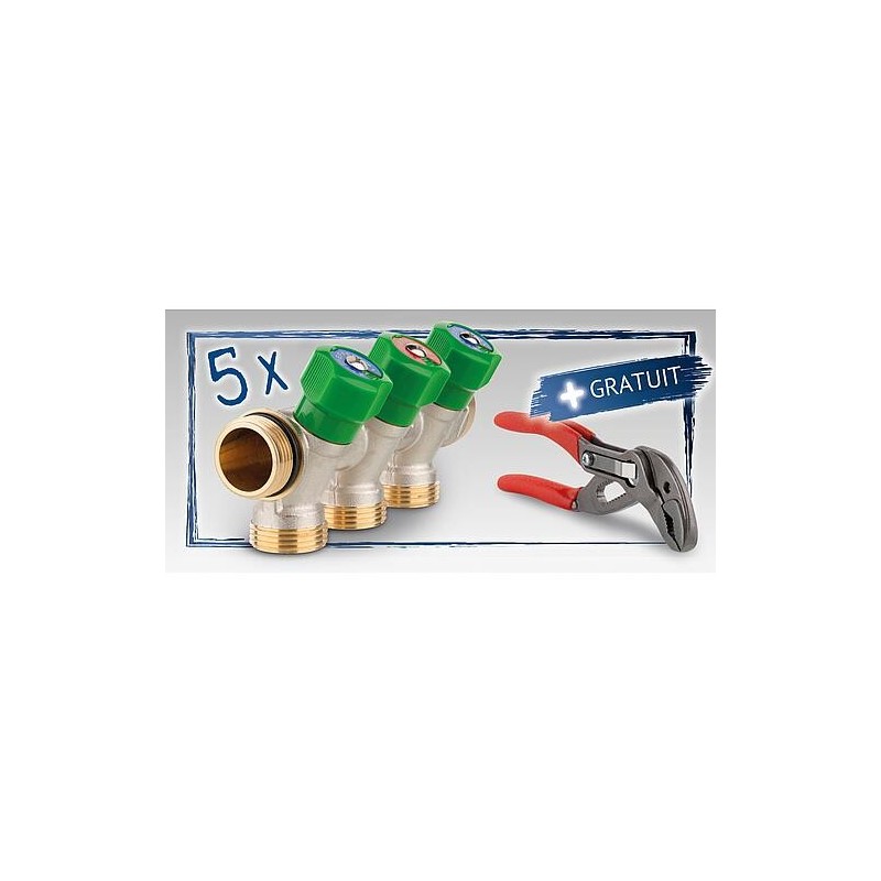 Pack promotionnel collecteur sanitaire 4 départs DN20(3/4"),PN16+Pince multiprise gratuite KNIPEX Cobra®, longueur 125mm