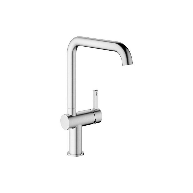 Mitigeur d’évier KWC Bevo E Bec orientable Saillie 220 mm poignée latérale inox brossé