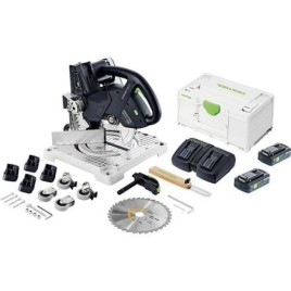 Scie à onglets sans fil Festool SYMMETRIC SYMC 70 4,0 EBI-Plus, 2x 18 V avec 2x 4,0 Ah batteries et chargeur