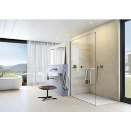 Bacs à douche Hüppe EasyFlat fonte minérale, 1600x52x900 mm, écoulement:côté long, gris mat