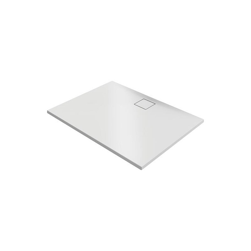 Bacs à douche Hüppe EasyFlat fonte minérale, 1000x52x800 mm Ecoulement:côté long, blanc mat