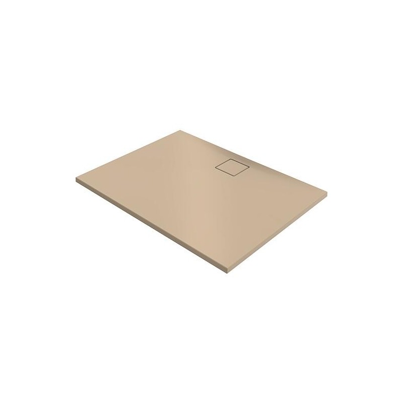 Bacs à douche Hüppe EasyFlat fonte minérale, 1000x52x800 mm Ecoulement:côté long, beige mat