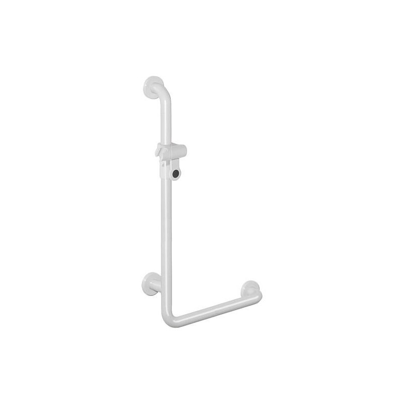 Main courante de douche Hewi série 801 avec support de douche 1250x600mm, blanc pur