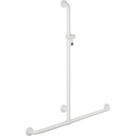 Main courante de douche Hewi série 801 avec barre de douche, 762x1250mm, blanc pur