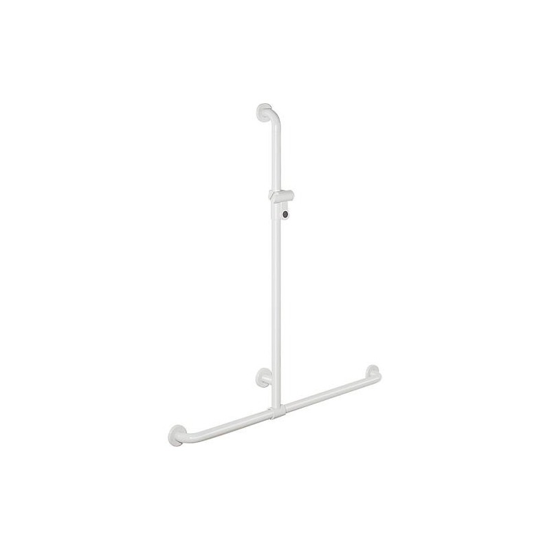 Main courante de douche Hewi série 801 avec barre de douche, 762x1250mm, blanc pur