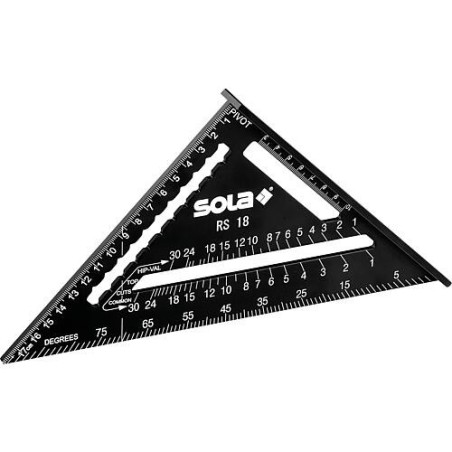 Triangle d’angle SOLA, RS 18, aluminium, 180mm, avec butée