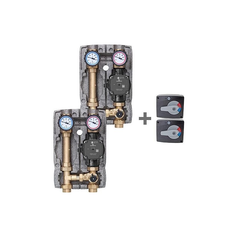 Kit de promotion 2x Module hydraulique Easyflow DN25 (1") avec vanne mélangeuse 3 voies + 2x Servomoteurs Easyflow