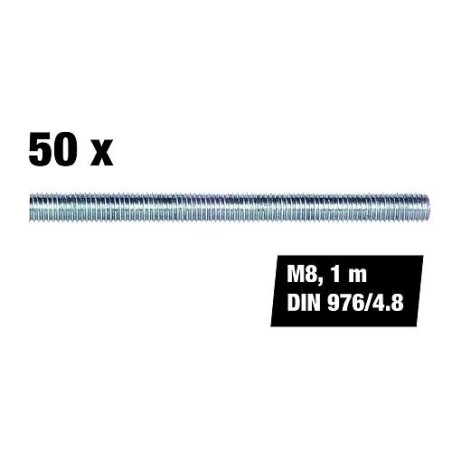 Pack promo tiges filetées M8, 1m, DIN 976/4.8 50 pcs.