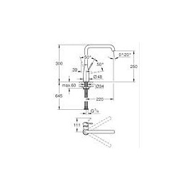 Mitigeur d’évier Grohe Essence, bec pivotant Bec déverseur 220mm phantom black