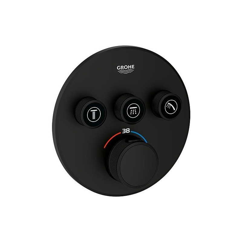 Thermostat encastré Grohe Grohtherm SmartControl phantom noir avec 3 vannes d’arrêt