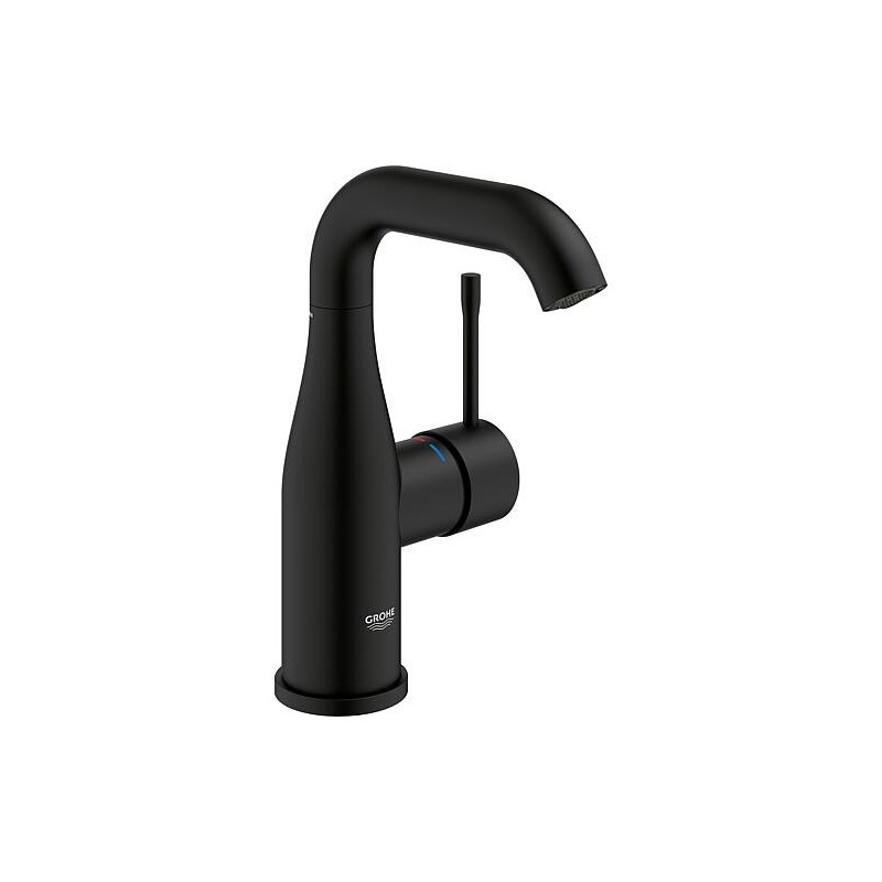 Mitigeur de lavabo Grohe Essence M-Size, phantom black, commande latérale pivotante, sans garniture d’écoulement