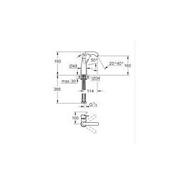 Mitigeur de lavabo Grohe Essence M-Size, phantom black, commande latérale pivotante, sans garniture d’écoulement