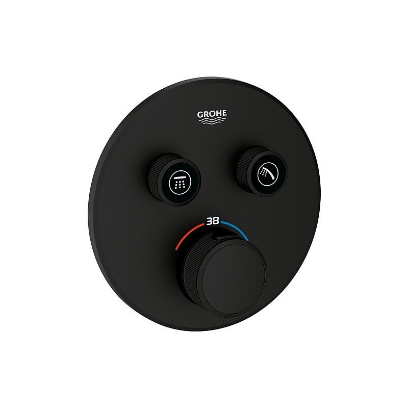 Thermostat encastré Grohe Grohtherm SmartControl phantom noir avec 2 vannes d’arrêt