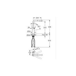 Mitigeur d’évier Grohe Essence, douchette extractible saillie 204mm phantom black