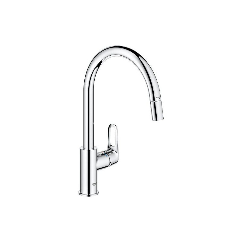 Mitigeur d’évier Grohe BauFlow avec bec extractible bec pivotant, saillie 215mm chrome