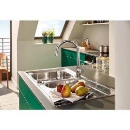 Mitigeur d’évier Grohe BauFlow avec bec extractible bec pivotant, saillie 215mm chrome