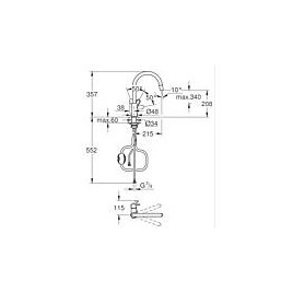 Mitigeur d’évier Grohe BauFlow avec bec extractible bec pivotant, saillie 215mm chrome