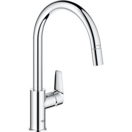 Mitigeur d’évier Grohe Bauedge avec bec extractible bec pivotant, saillie 215mm chrome