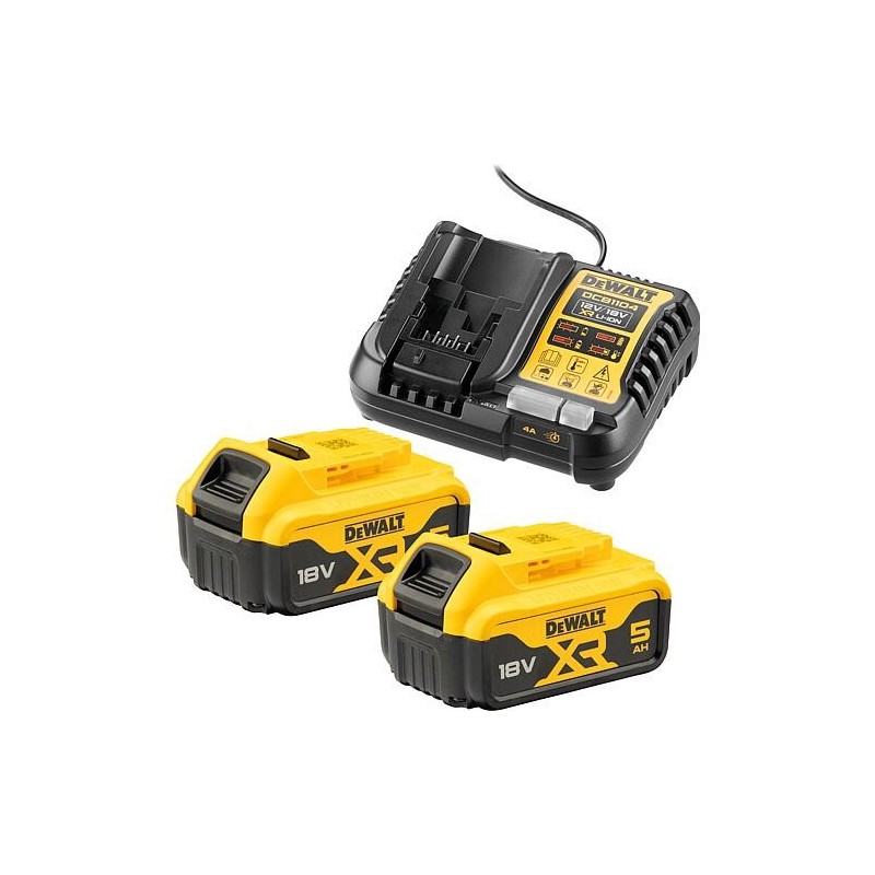 Kit de démarrage sans fil DeWalt DCB1104P2-QW 18V avec 2 batteries 5,0 Ah XR et chargeur rapide