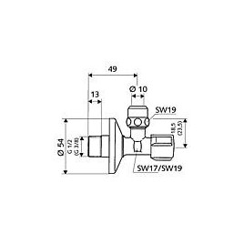 Vanne équerre Schell Comfort 3/8" x 3/8" x 10mm chrome