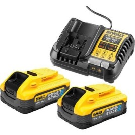 Jeu de batteries de démarrage DeWalt DCB1104H2-QW 18V avec 2 Batteries 5,0 Ah Powerstack et chargeur rapide