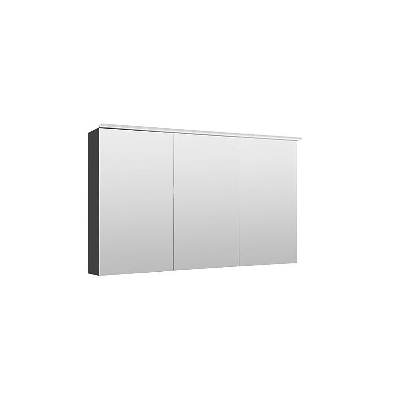 Armoires à glace Lossa avec éclairage LED à poser 3 portes anthracite mat 1200x750x194 mm