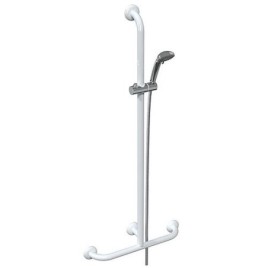 Main courante de douche Elida Classic avec barre de douche blanc brillant LxHxP:500x1200x100mm