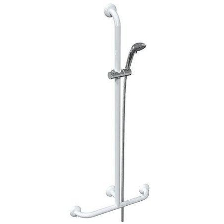 Main courante de douche Elida Classic avec barre de douche blanc brillant LxHxP:500x1200x100mm