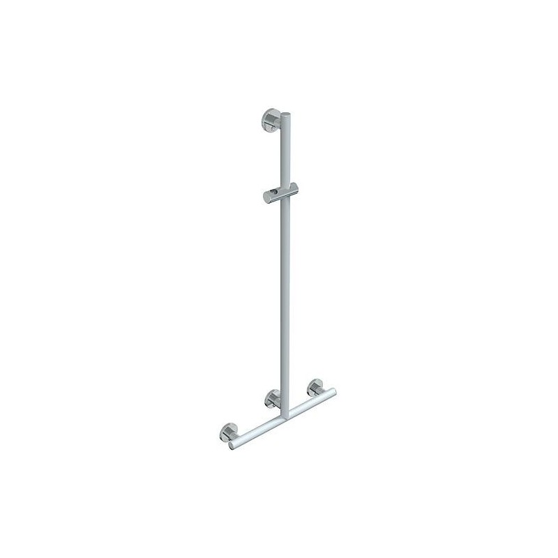 Main courante de douche avec barre de douche Elida Plus blanc mat chromé LxHxP:500x1200x87mm