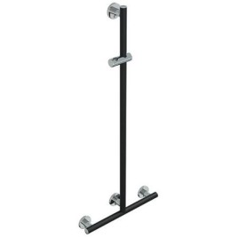 Main courante de douche avec barre de douche Elida Plus noir mat chromé LxHxP:500x1200x87mm