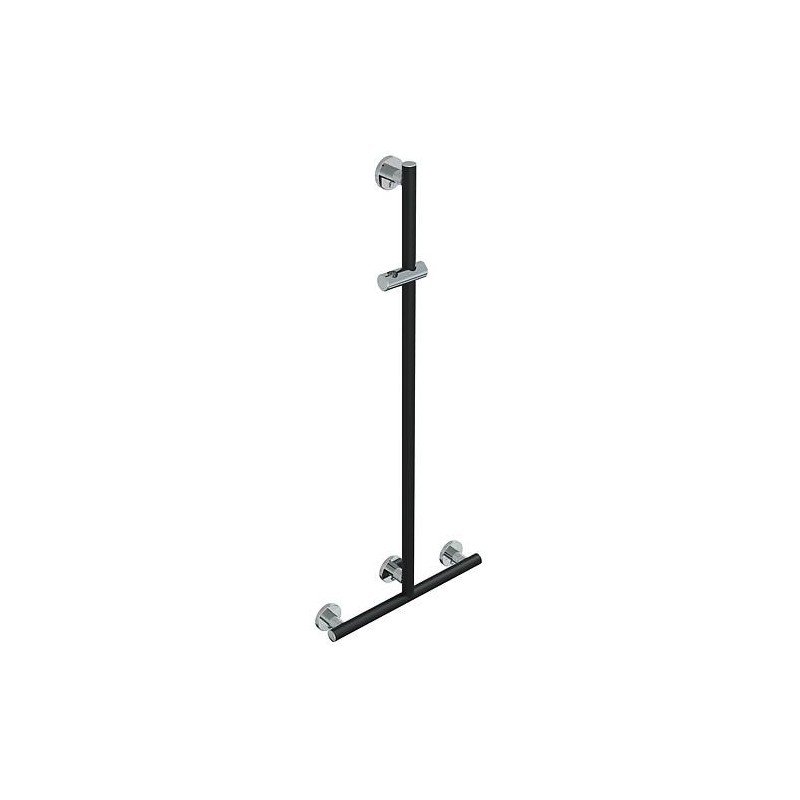 Main courante de douche avec barre de douche Elida Plus noir mat chromé LxHxP:500x1200x87mm