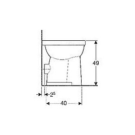 WC sur pied à chasse d’eau plate Geberit Renova Comfort, surélevé lxhxp : 355x490x470mm, Sortie horizontale, blanc