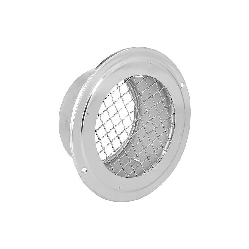 Grille d’aération ronde en acier inoxydable V2A, raccord Ø100 mm, avec grille en fil métallique ondulé